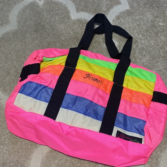 Michael Parks Vintage Hawaii Neon Rainbow Soft Cooler Duffle Bag - Picture 1 of 9